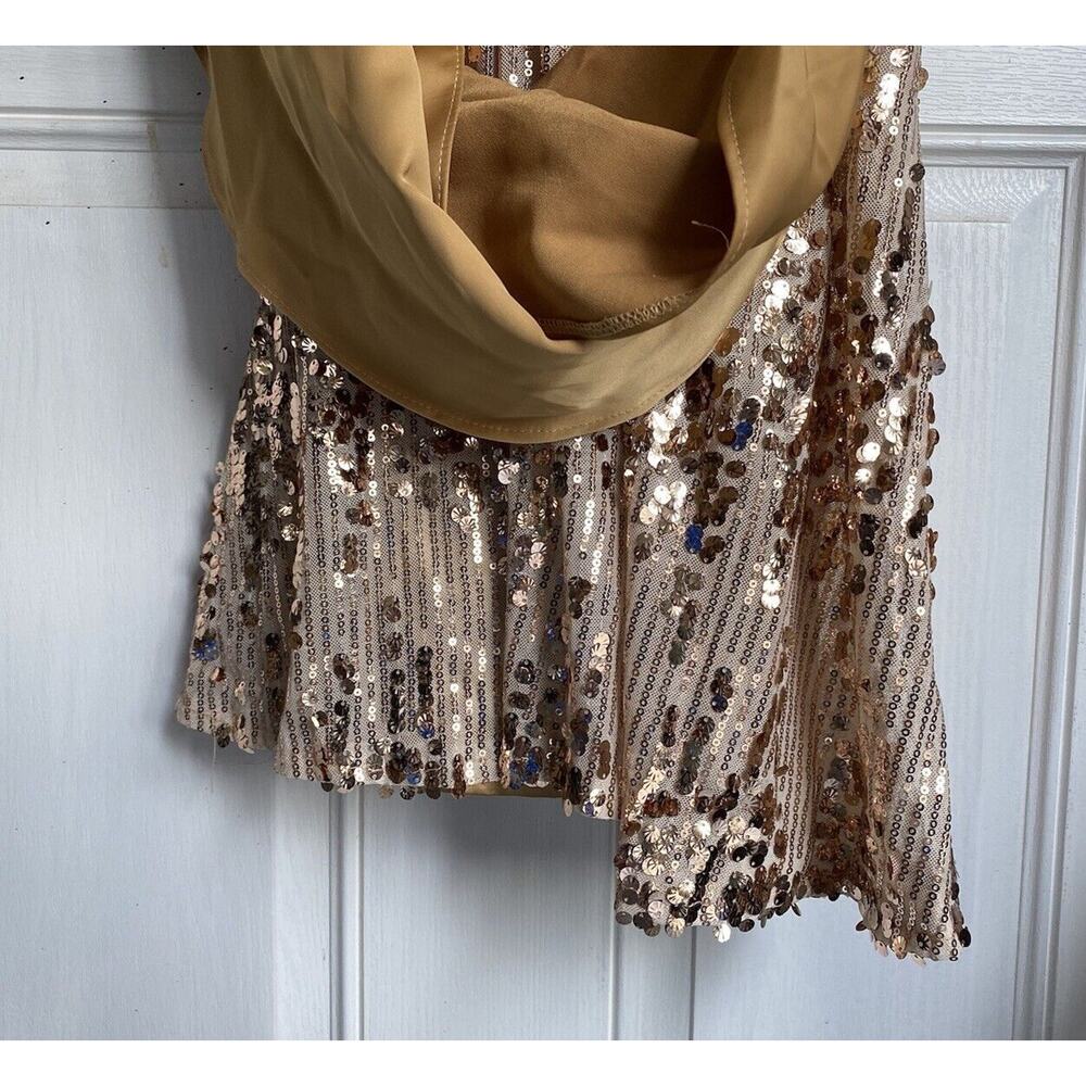 Mew Mews Formal Gown Statement Dress Elegant Gold Sequins Maxi Womens Medium NEW - Picture 4 of 13